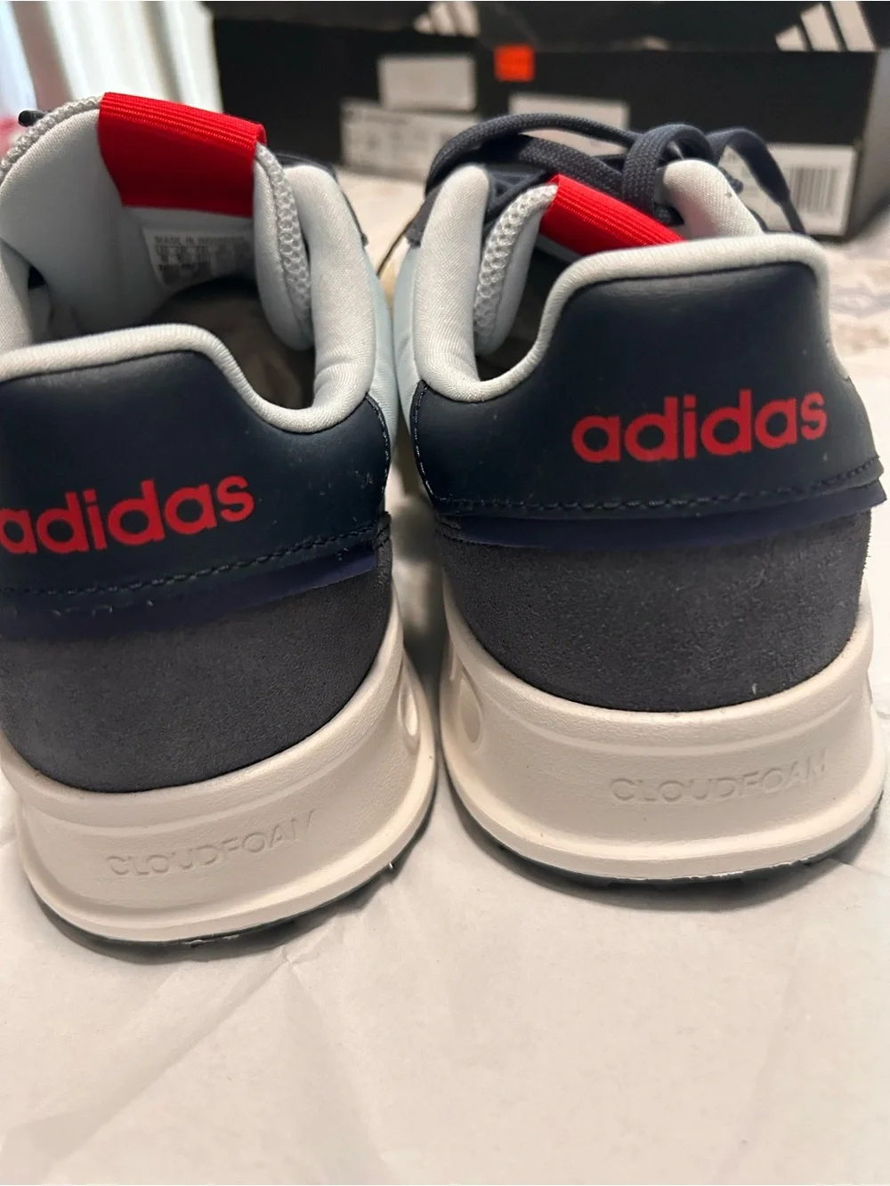adidas Gray and Red Cloudfoam Comfort Running Shoes